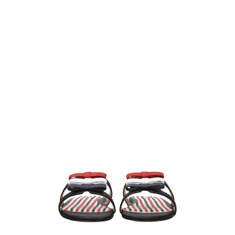 Thom Browne Black Leather Slippers Sandals