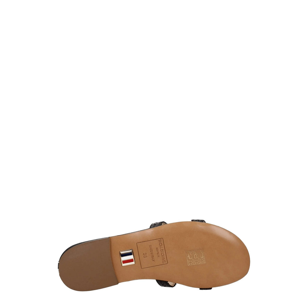 Thom Browne Black Leather Slippers Sandals