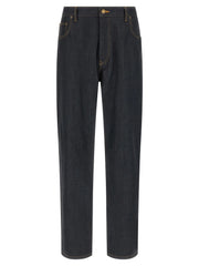 Thom Browne Blue Cotton High-Waisted Jean