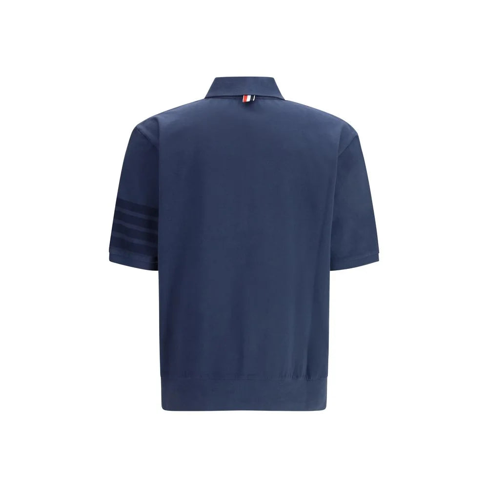 Thom Browne Blue Cotton Polo Shirt