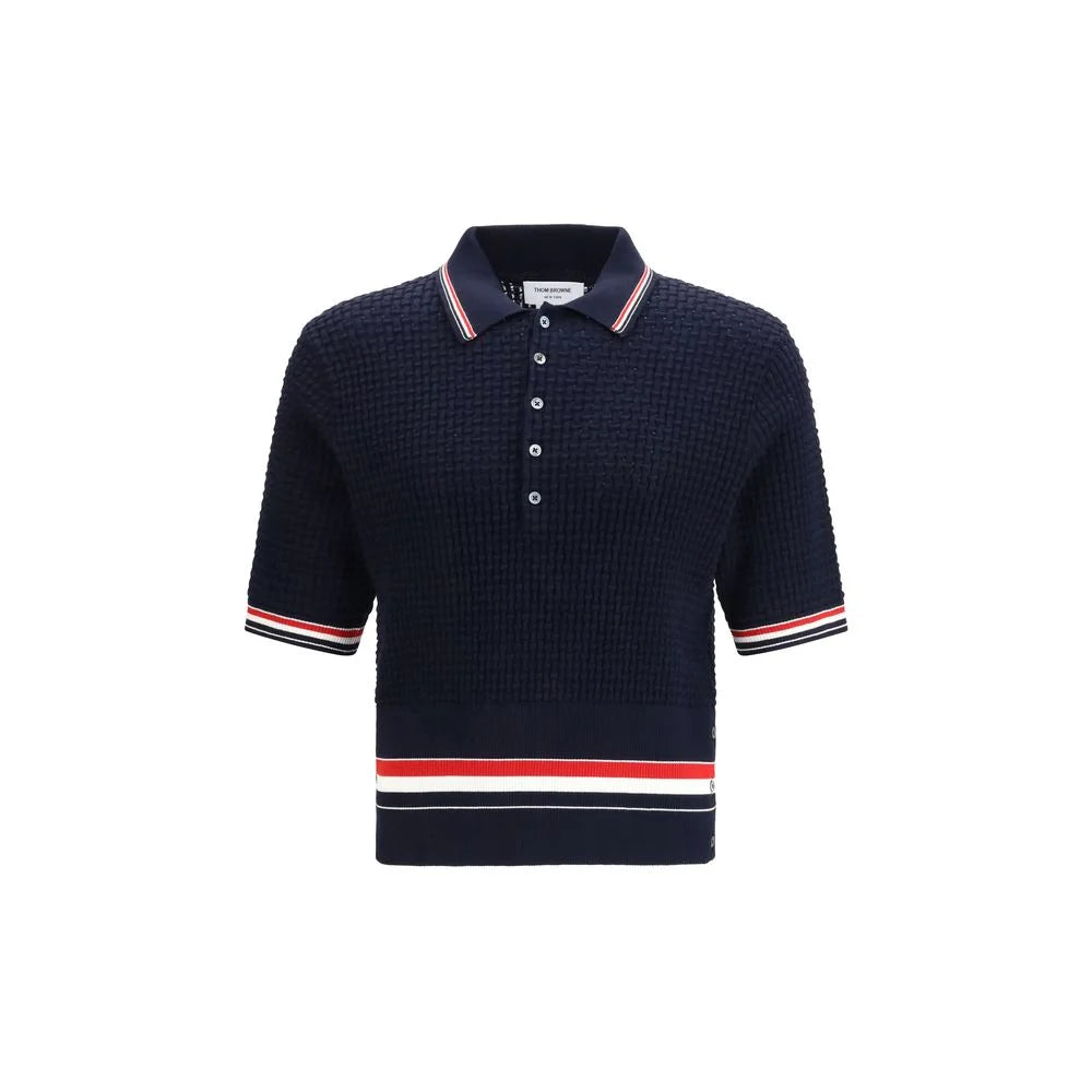 Thom Browne Blue Cotton Polo Shirt