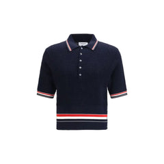 Thom Browne Blue Cotton Polo Shirt