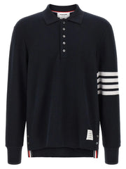Thom Browne חולצת פולו כותנה כחולה