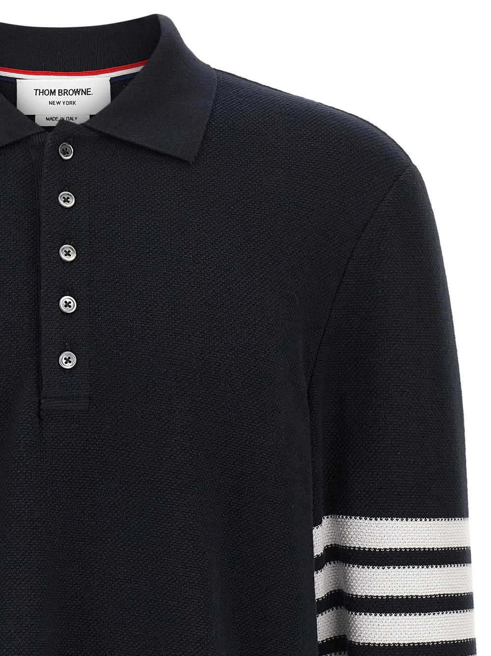 Thom Browne חולצת פולו כותנה כחולה