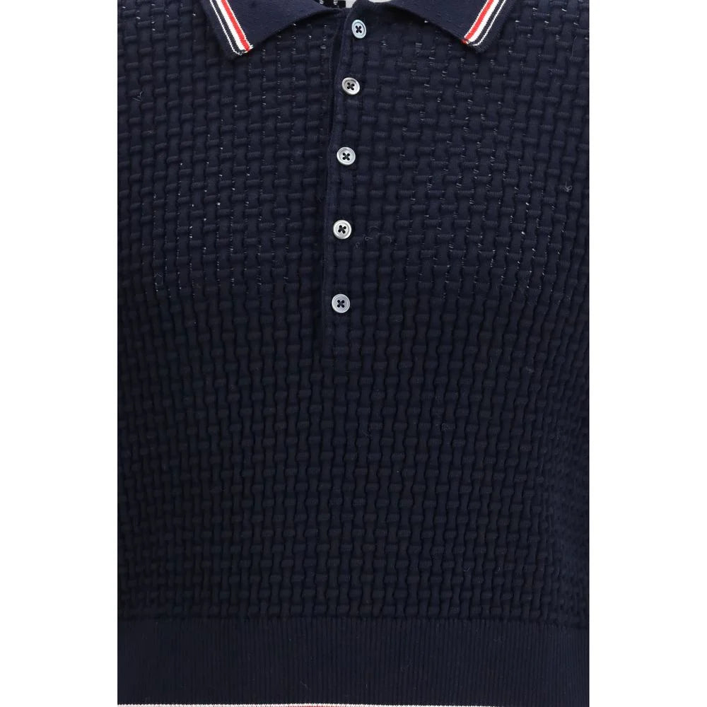 Thom Browne Blue Cotton Polo Shirt