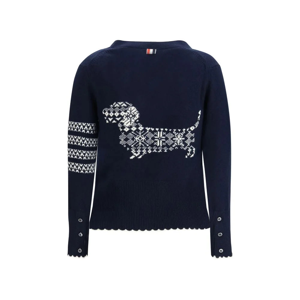 Thom Browne Blue Fleece Wool Cardigan - Cardigans