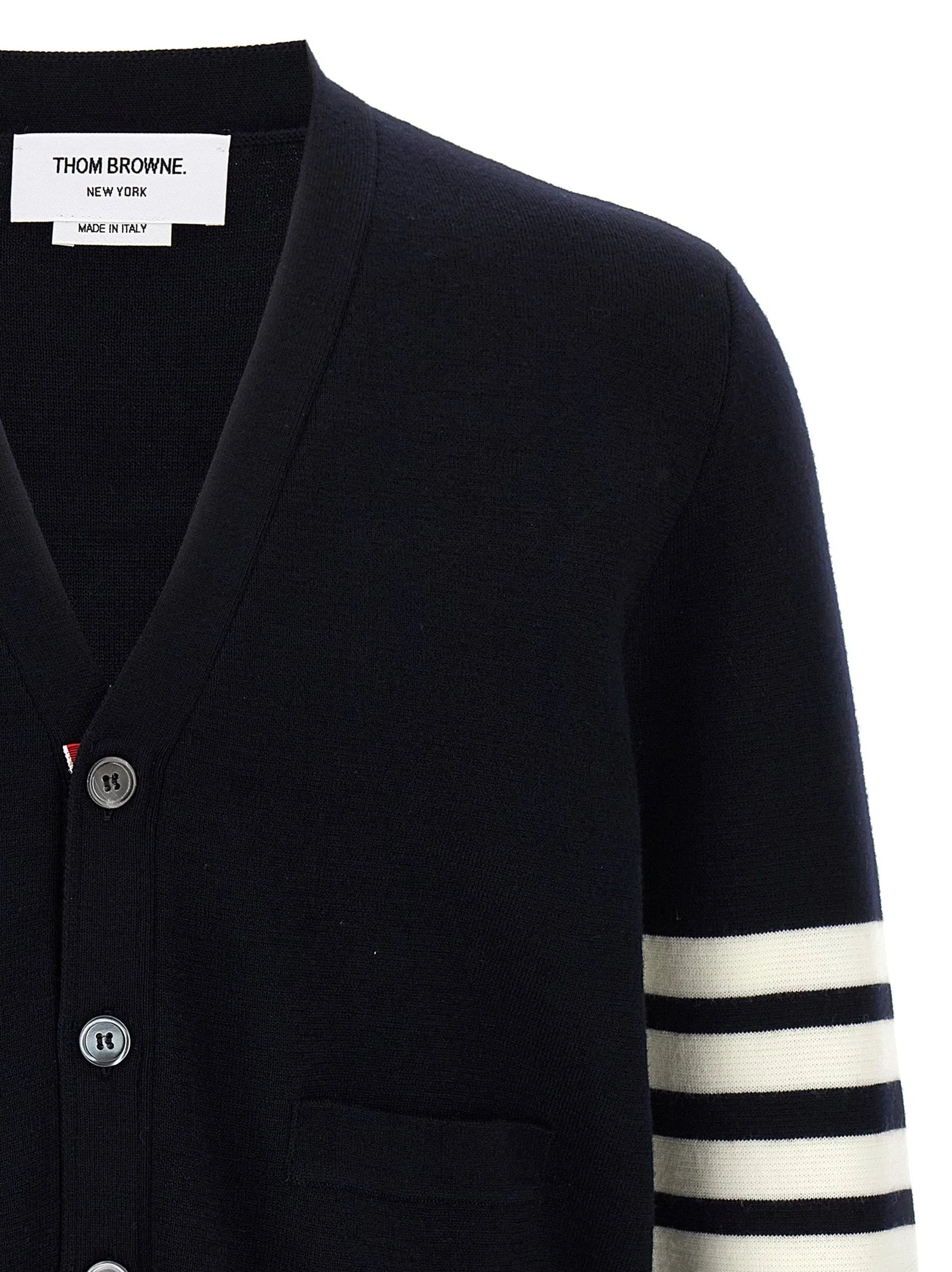 Thom Browne Blue Virgin Wool Cardigan - 3