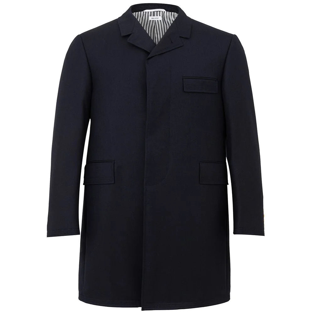 Thom Browne Elegant Wool Jacket in Signature Blue - IT50 | L - Trench Coats