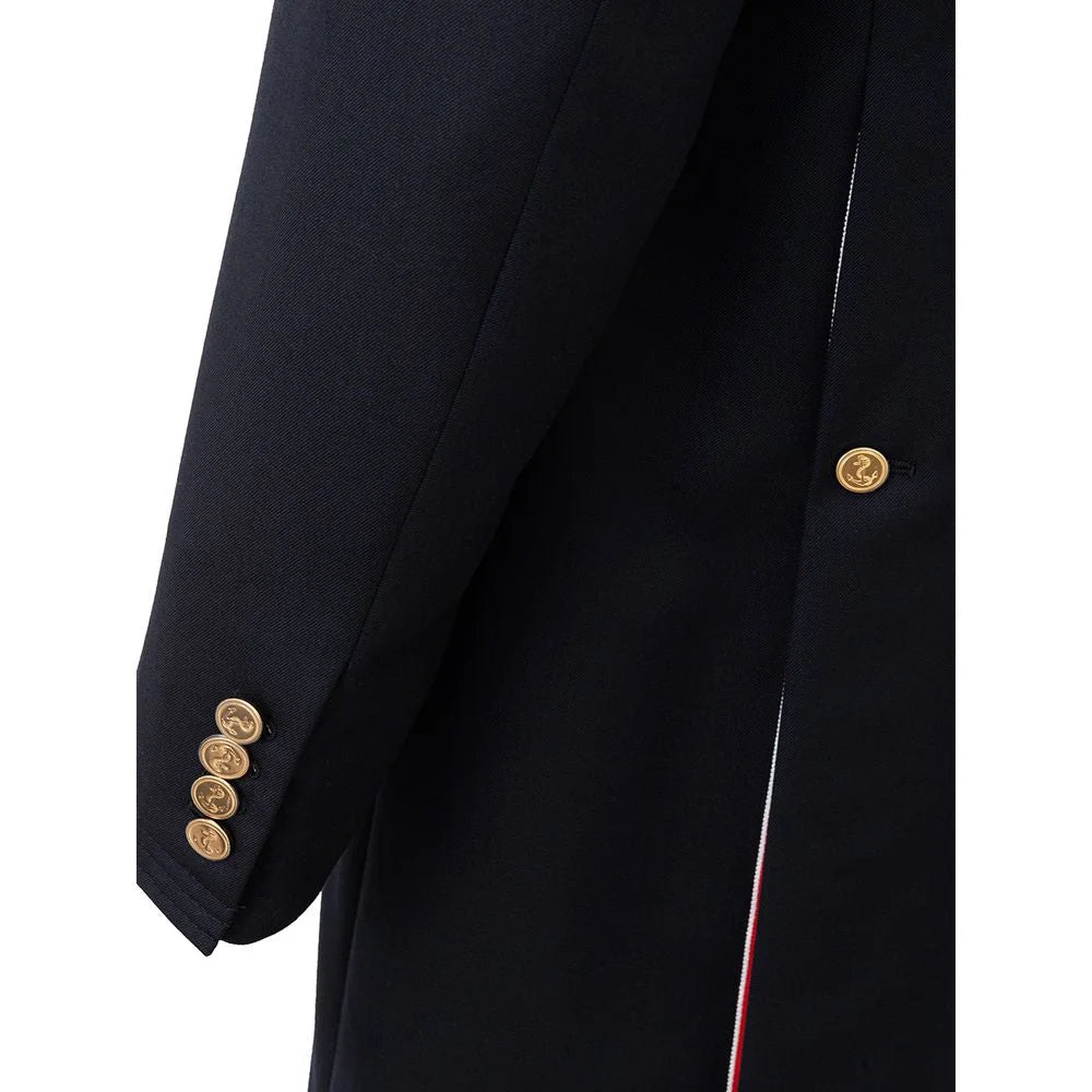 Thom Browne Elegant Wool Jacket in Signature Blue - IT50 | L - Trench Coats