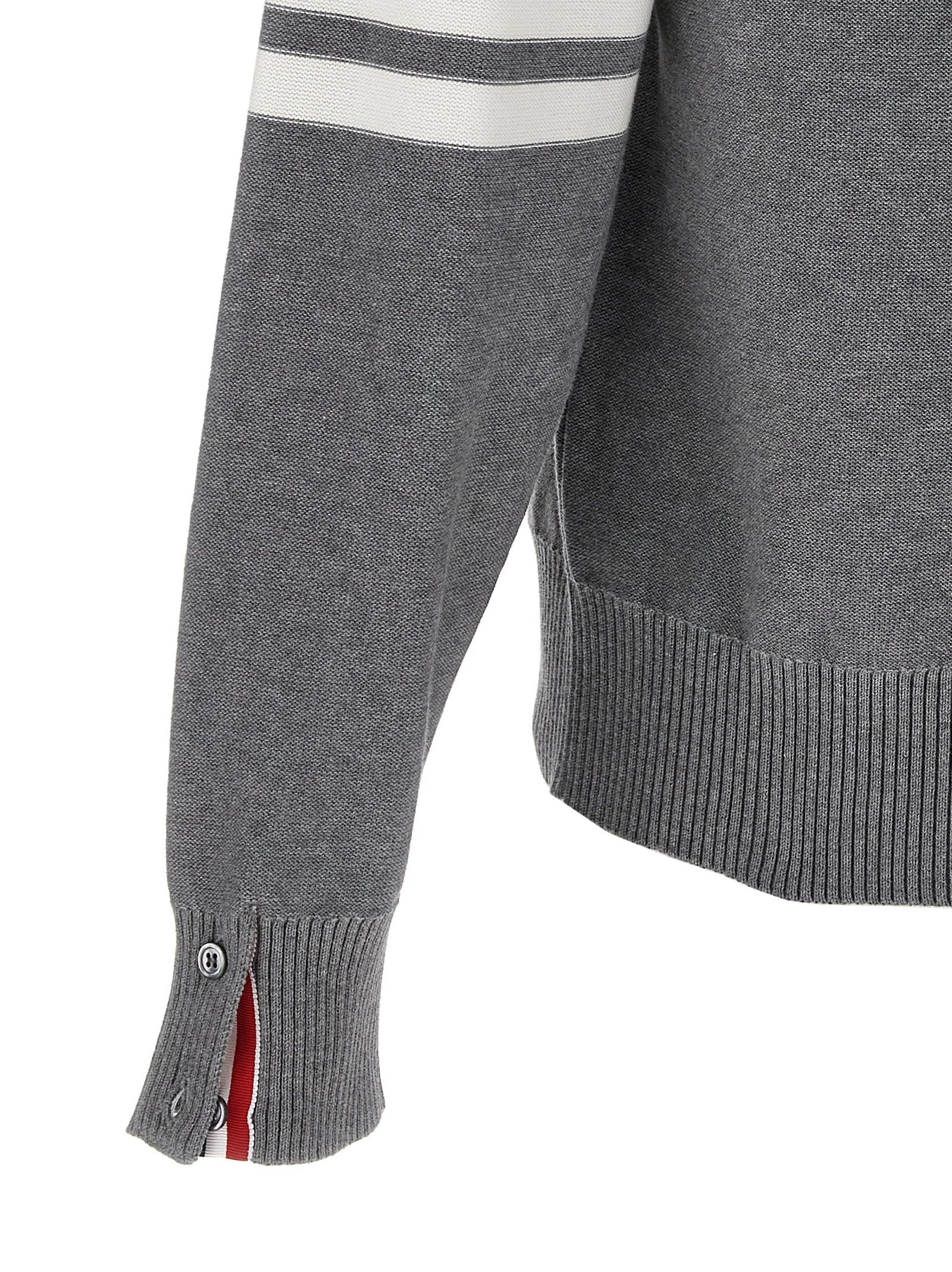 Thom Browne Szary Sweter Cardigan Z Bawełny - 3