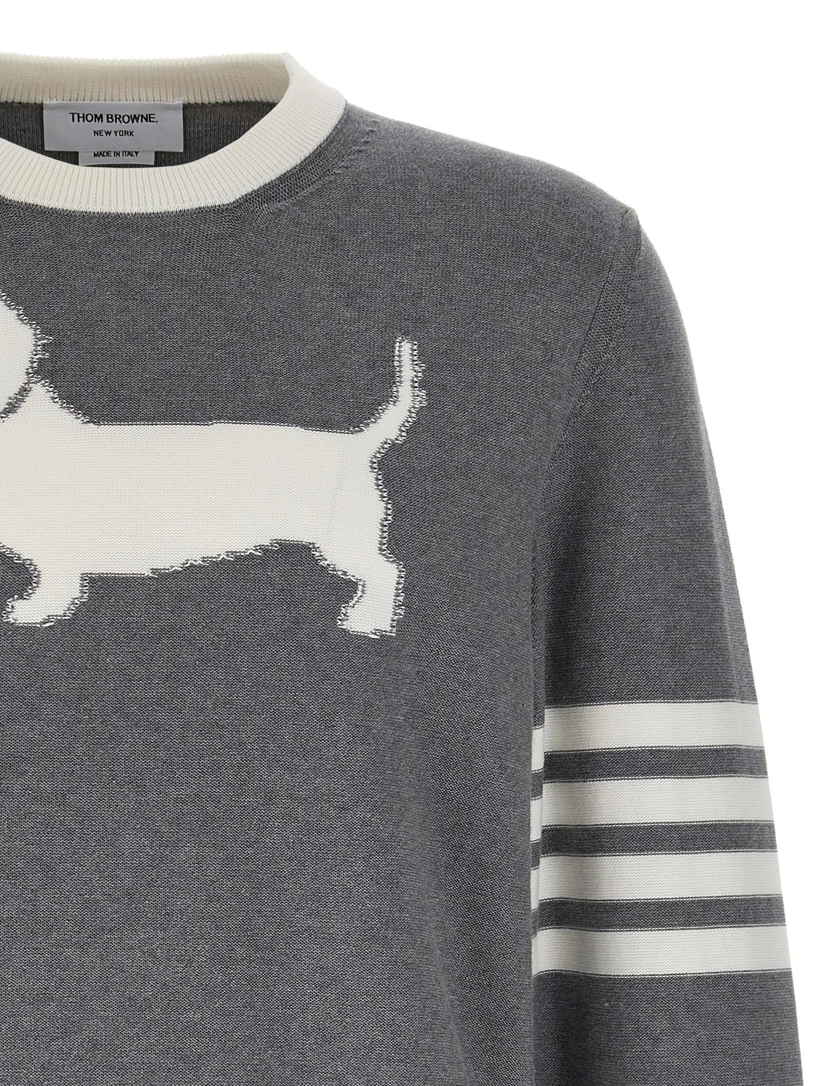 Thom Browne Szary Sweter Cardigan Z Bawełny - 3