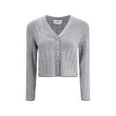 Thom Browne Ladder Full Needle Rib Stitch V Neck Car - Cardigans