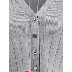 Thom Browne Ladder Full Needle Rib Stitch V Neck Car - Cardigans