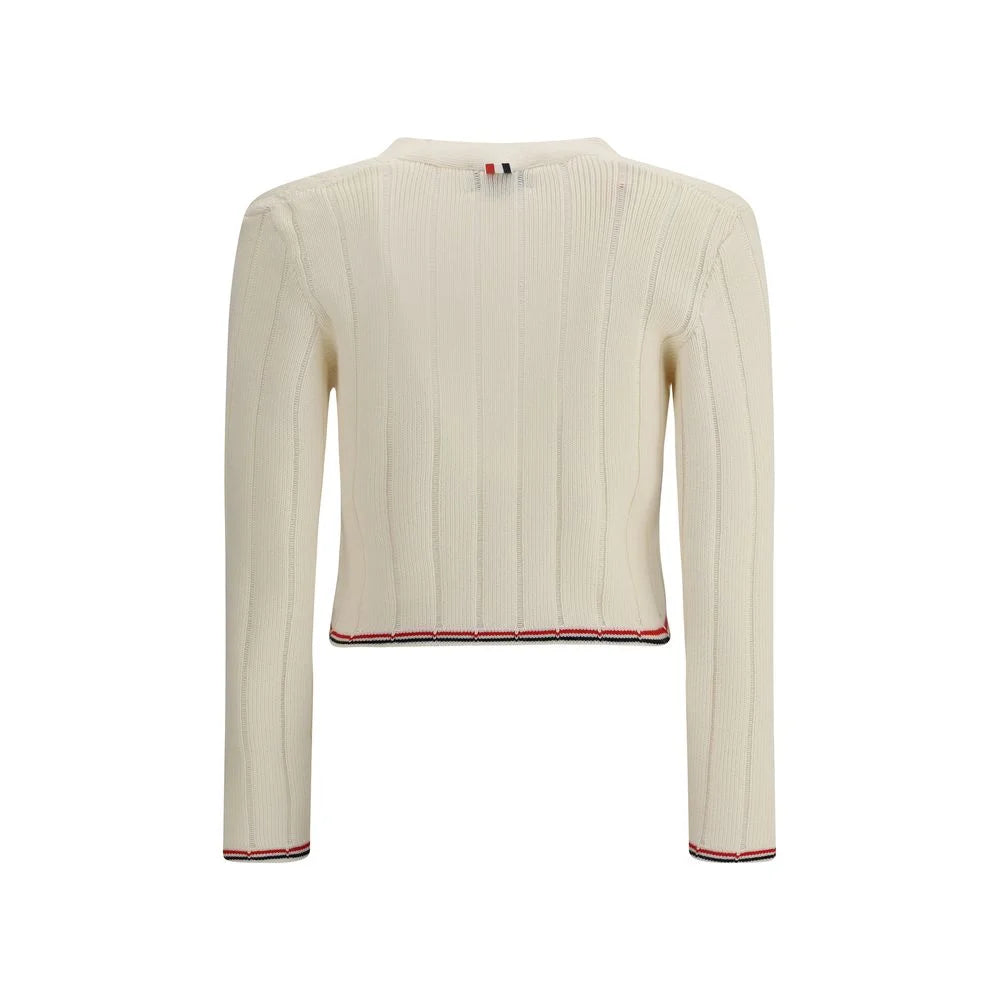 Thom Browne Ladder Full Needle Rib Stitch V Neck Car - Cardigans