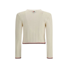 Thom Browne Ladder Full Needle Rib Stitch V Neck Car - Cardigans