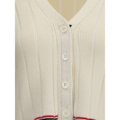 Thom Browne Ladder Full Needle Rib Stitch V Neck Car - Cardigans