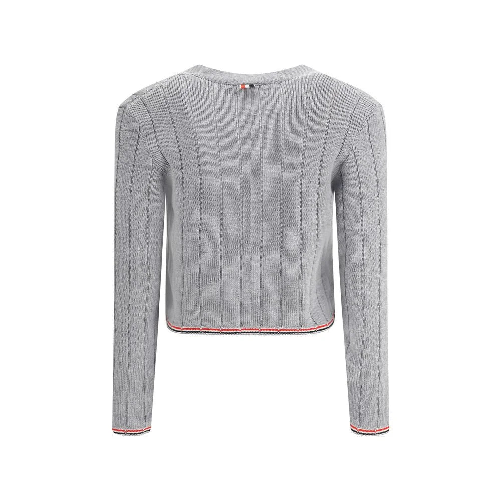 Thom Browne Ladder Full Needle Rib Stitch V Neck Car - Cardigans