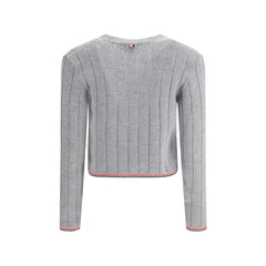 Thom Browne Ladder Full Needle Rib Stitch V Neck Car - Cardigans