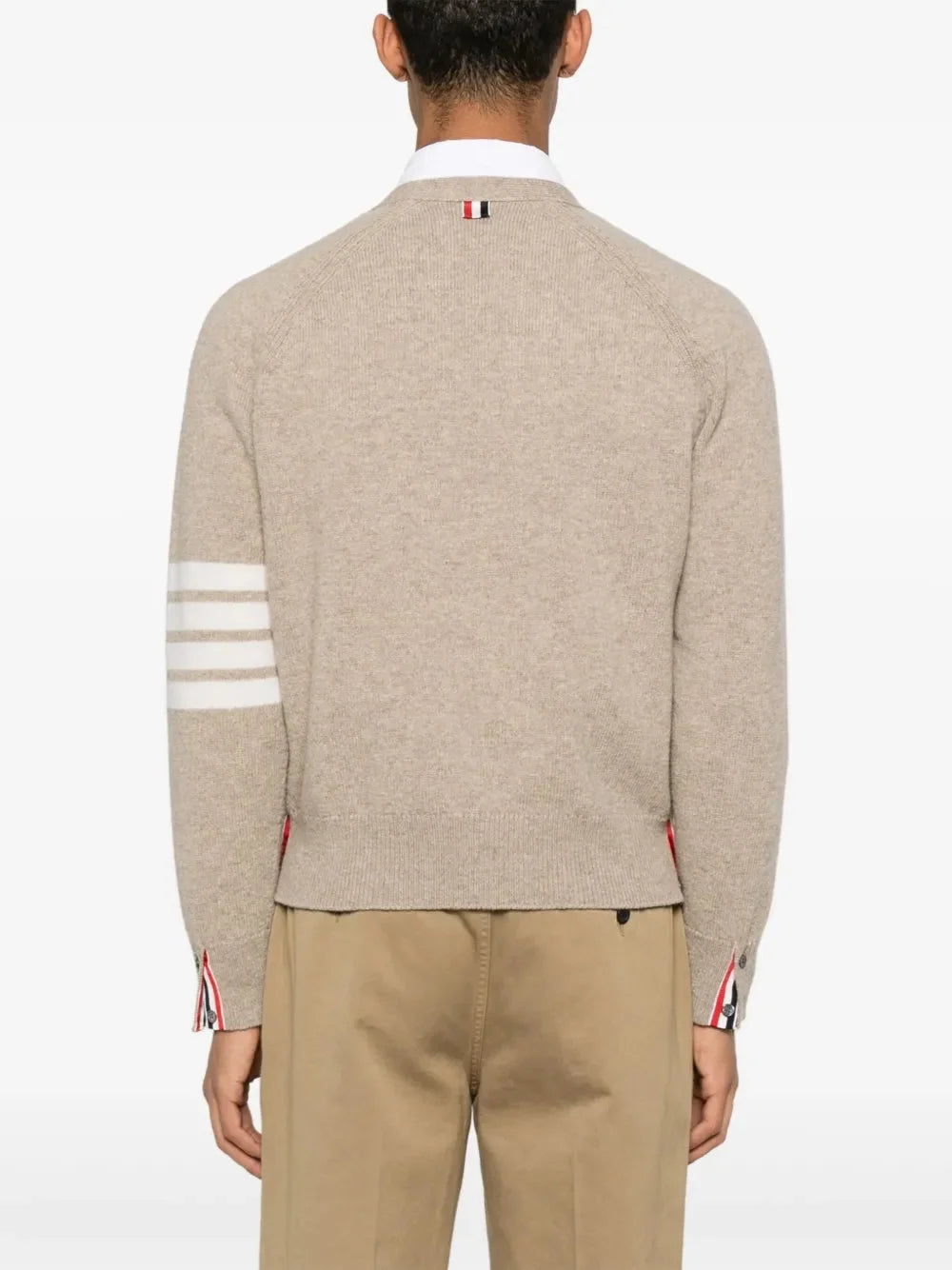 Thom Browne Shetland Wool 4-Bar Relaxed Fit V Neck Cardigan - Cardigans