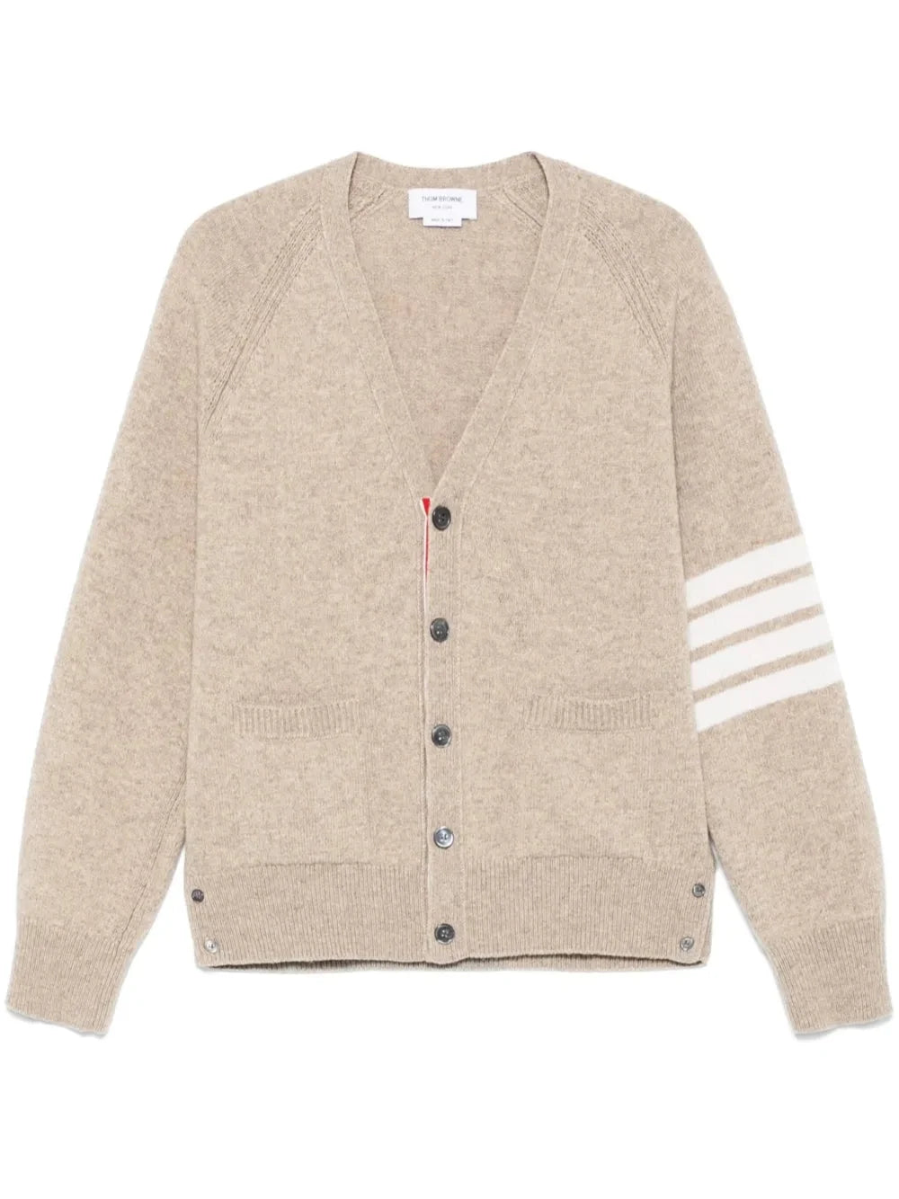 Thom Browne Shetland Wool 4-Bar Relaxed Fit V Neck Cardigan - Cardigans