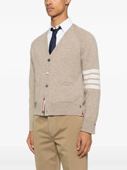 Thom Browne Shetland Wool 4-Bar Relaxed Fit V Neck Cardigan - Cardigans