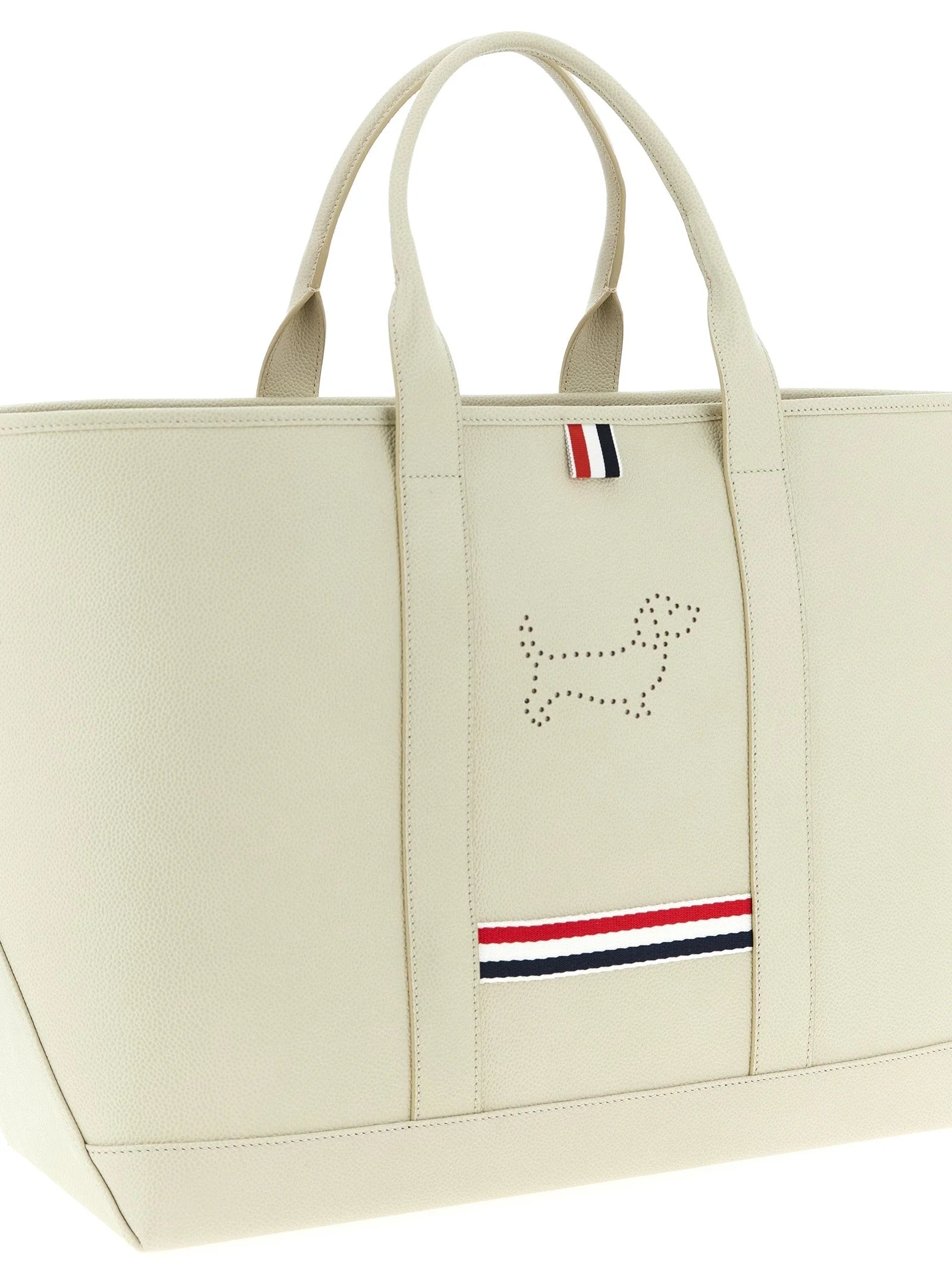 Thom Browne White Calfskin Tote Bag
