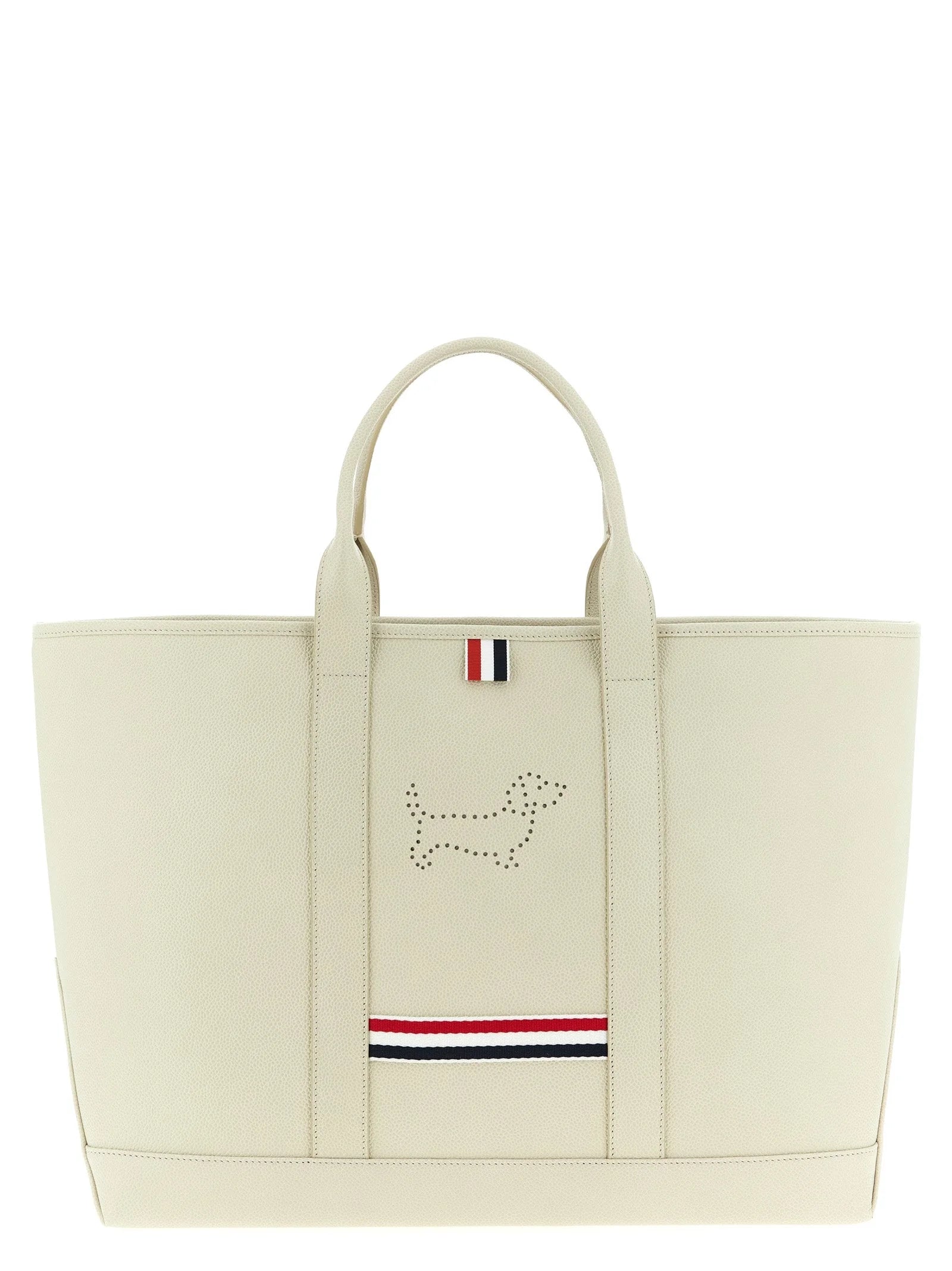 Thom Browne White Calfskin Tote Bag