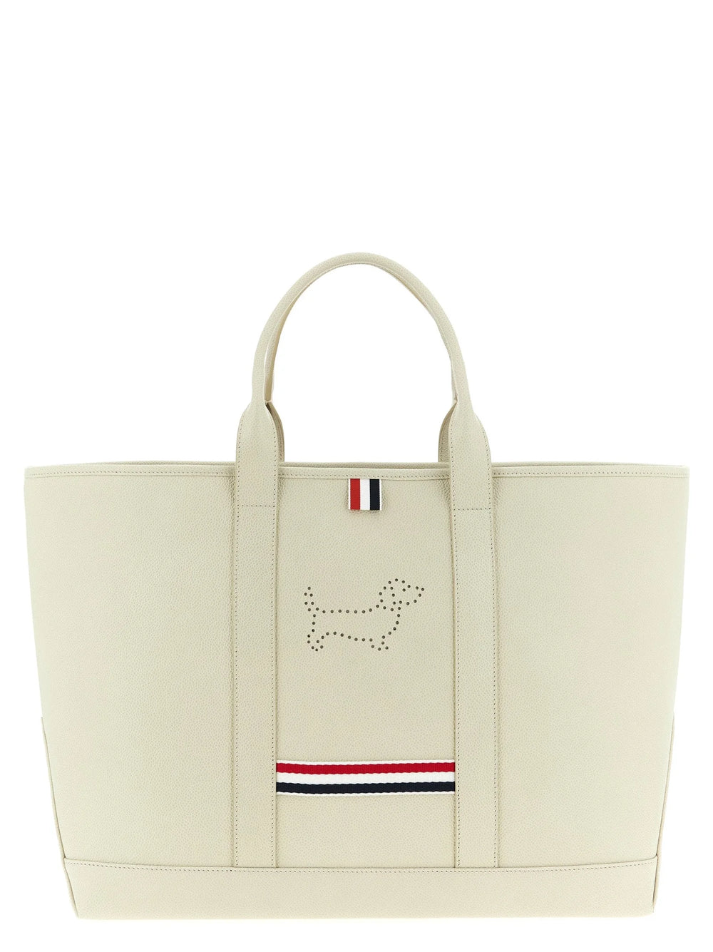 Thom Browne White Calfskin Tote Bag
