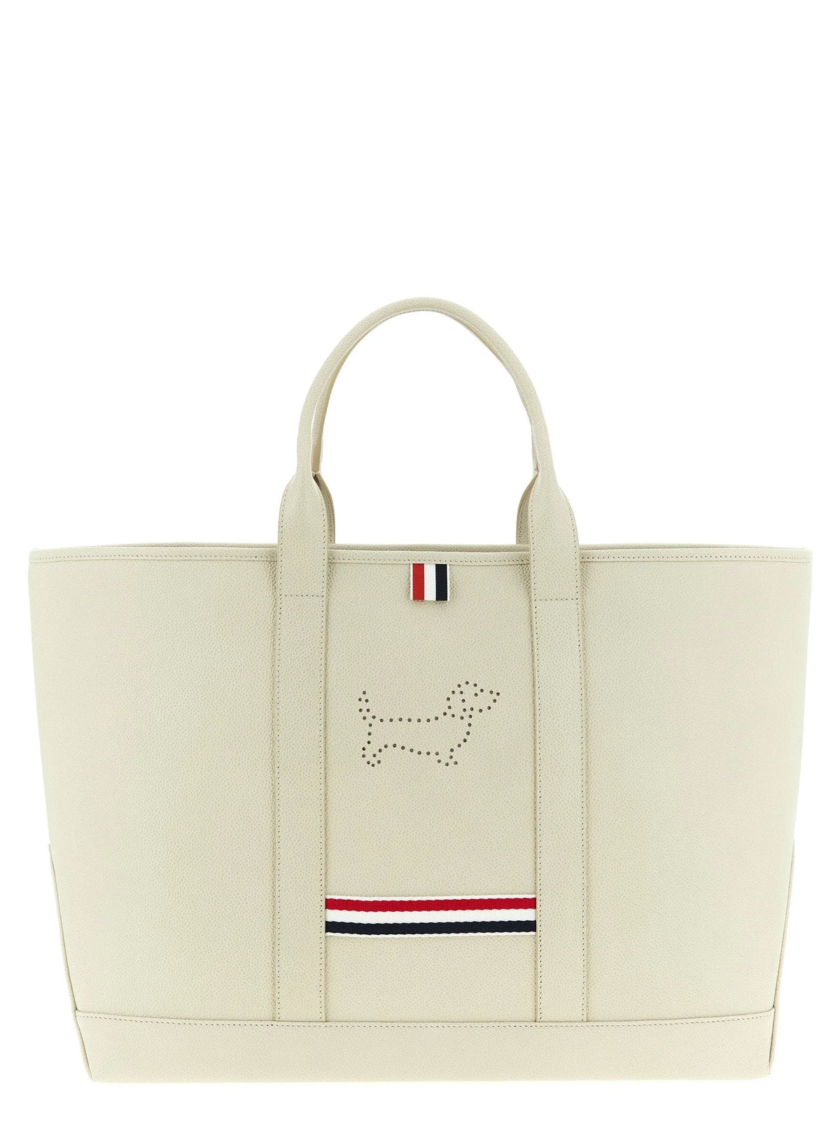 Thom Browne White Calfskin Tote Bag