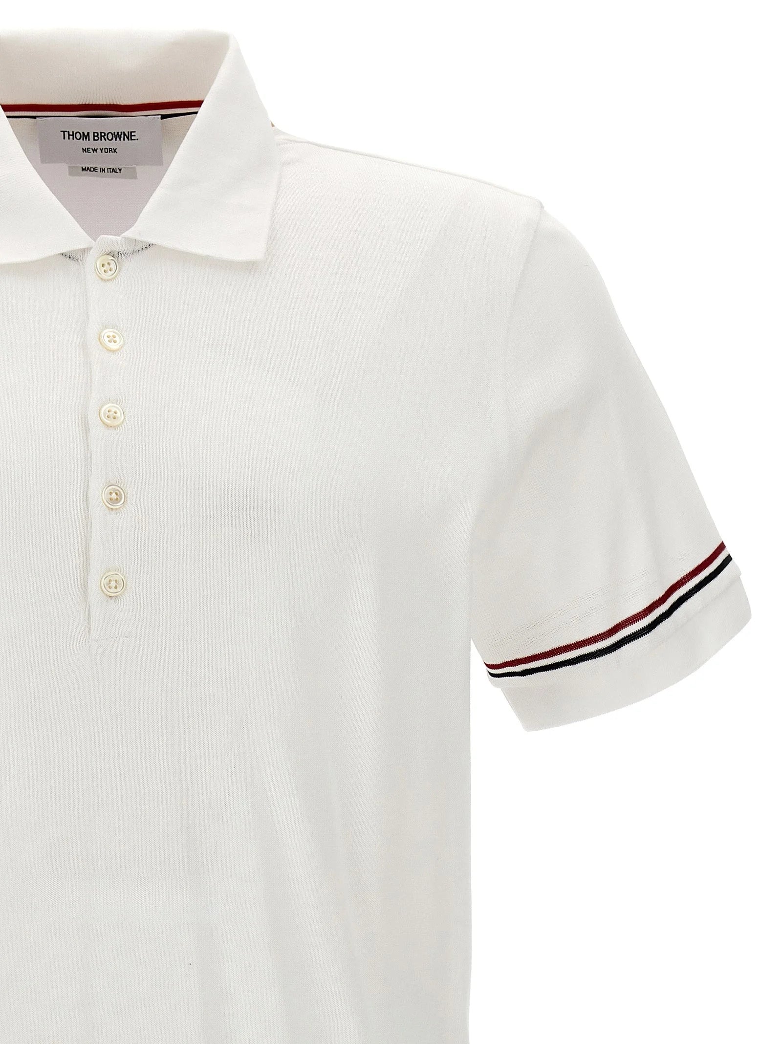 Thom Browne White Cotton Polo Shirt - 4