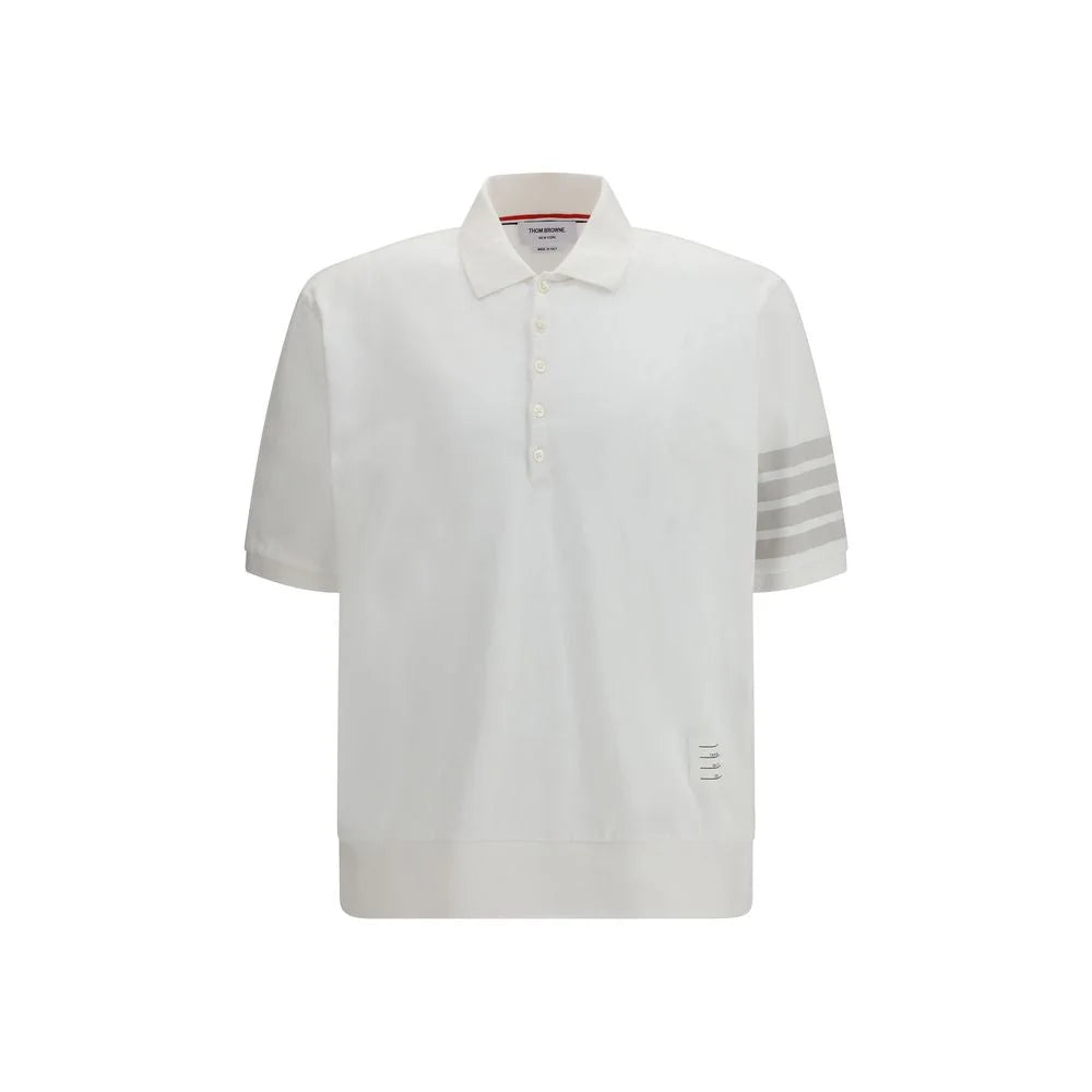 Thom Browne White Cotton Polo Shirt