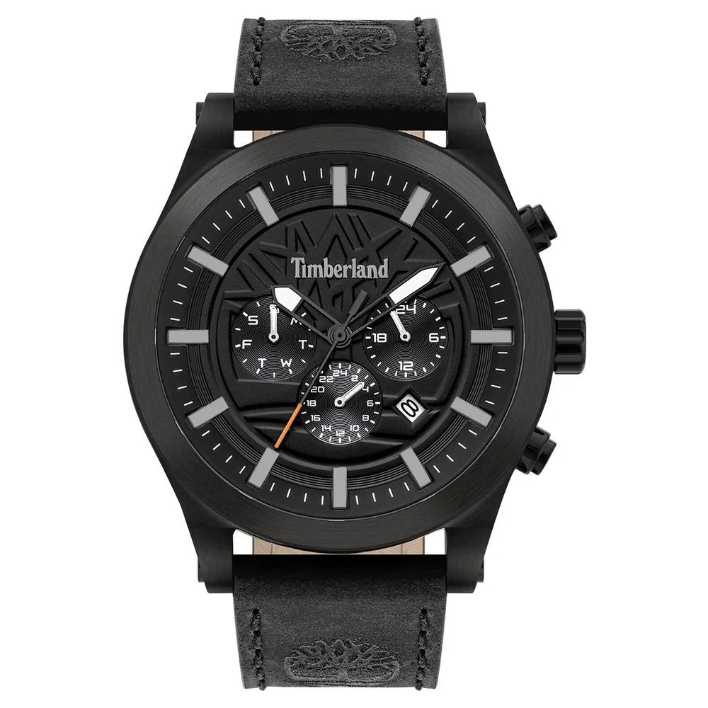 Timberland Black Leather Dress Watch
