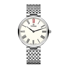 TITONI Gray Stainless Steel Dress Watch