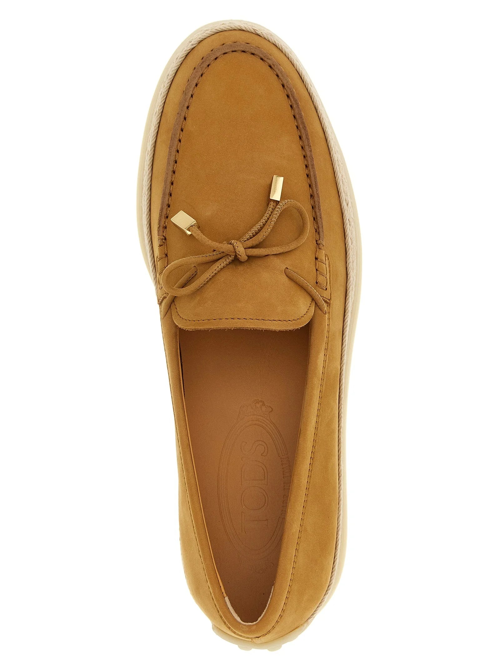 Tod’s Beige Calfskin Slip-On Loafers