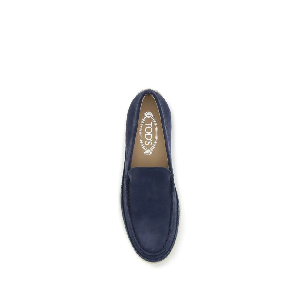 Tod’s Blue Calf Leather Bos Taurus Slip-On Loafers