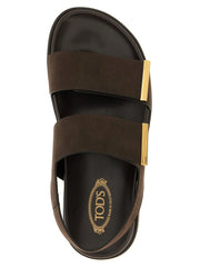 Tod’s Brown Calfskin Flat Sandals