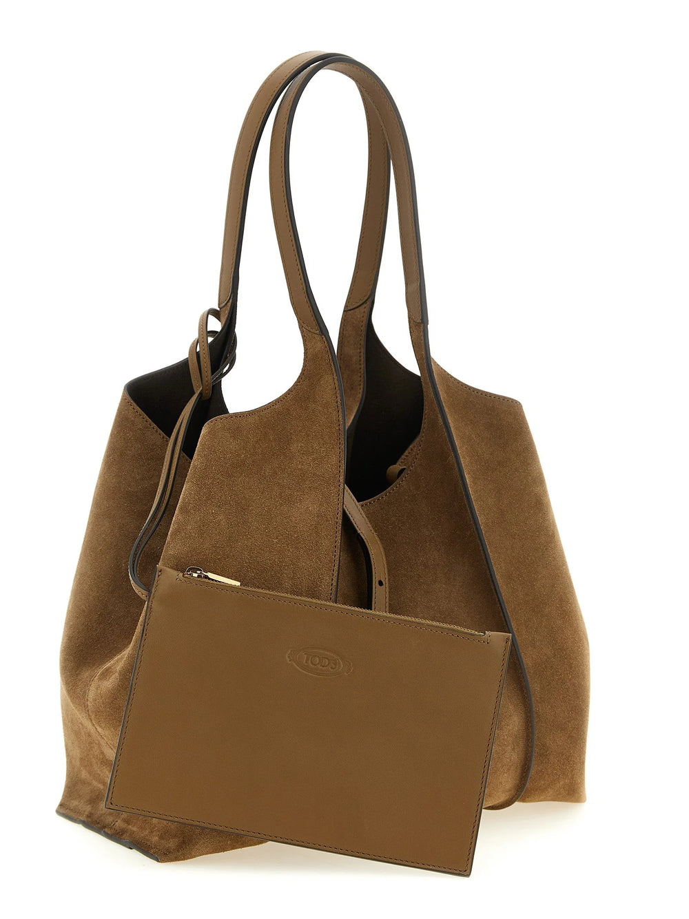 Τσάντα tote Tod’s από δέρμα μοσχαριού καφέ χρώματος