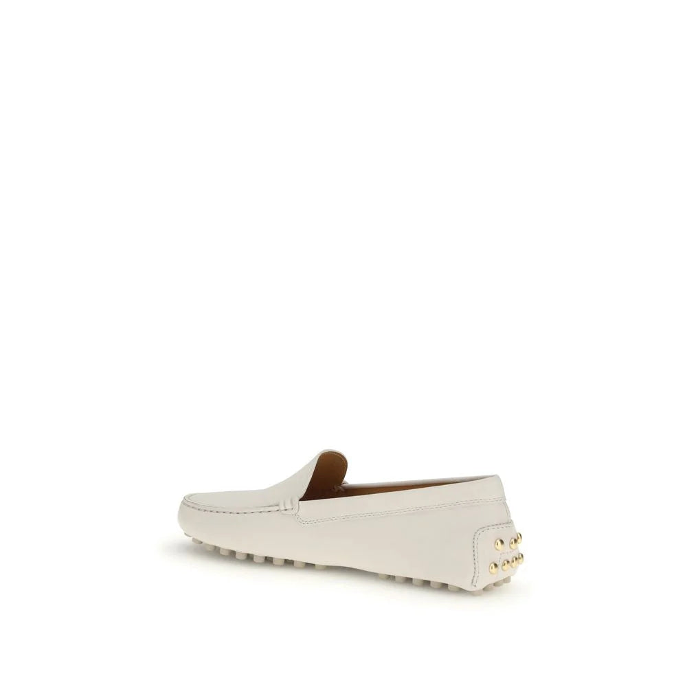 Tod’s Cream Calf Leather Bos Taurus Slip-On Loafers