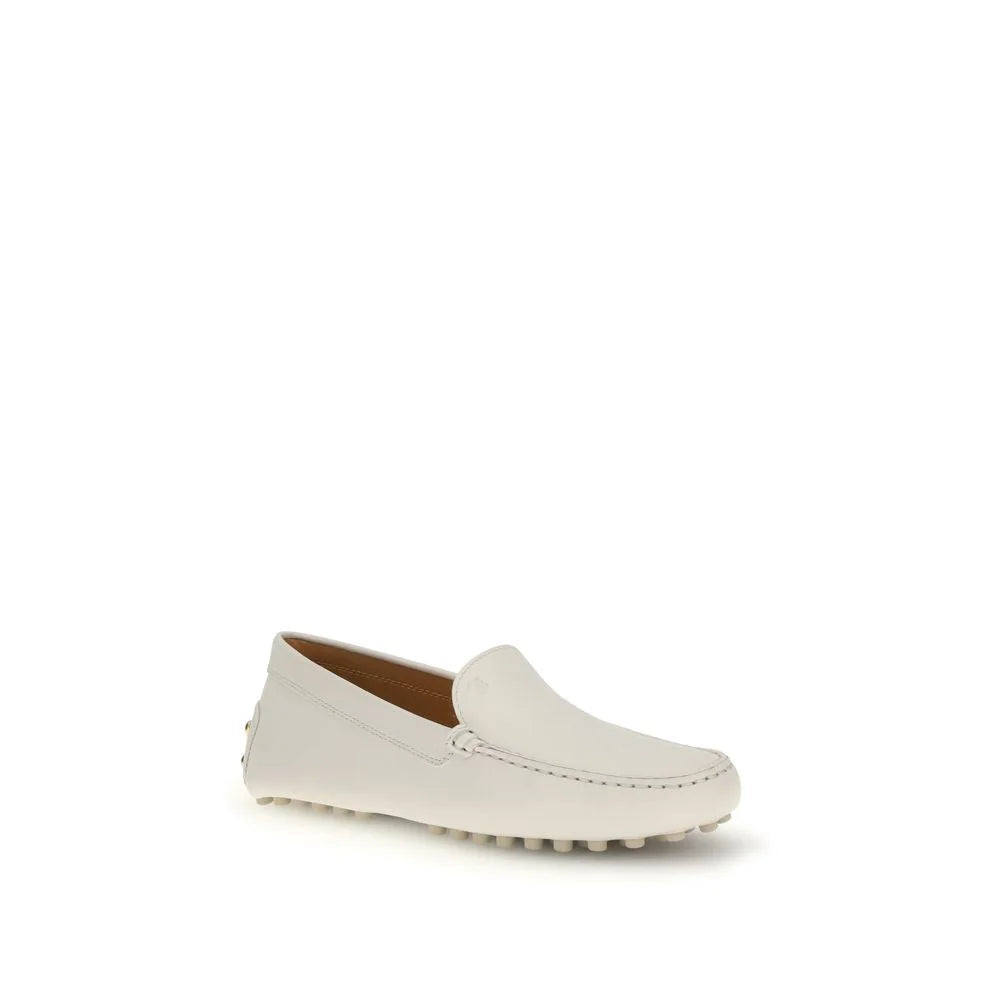 Tod’s Cream Calf Leather Bos Taurus Slip-On Loafers