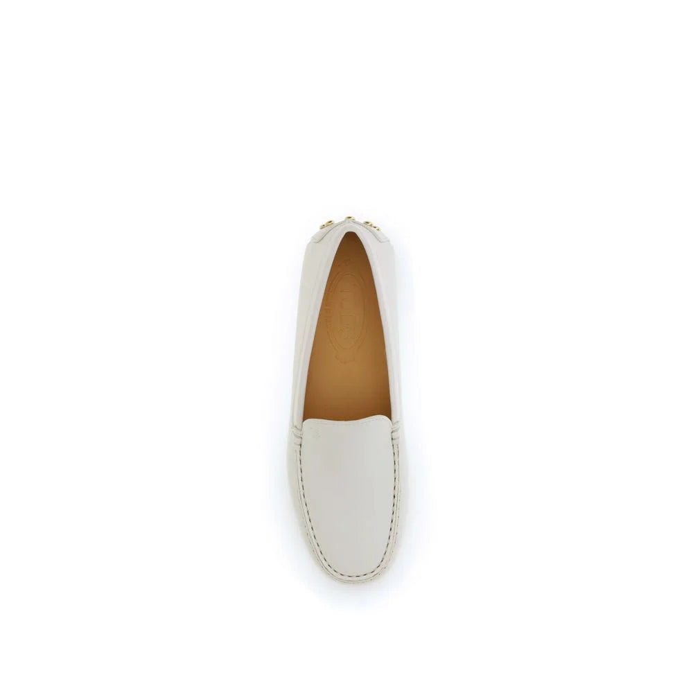 Tod’s Cream Calf Leather Bos Taurus Slip-On Loafers