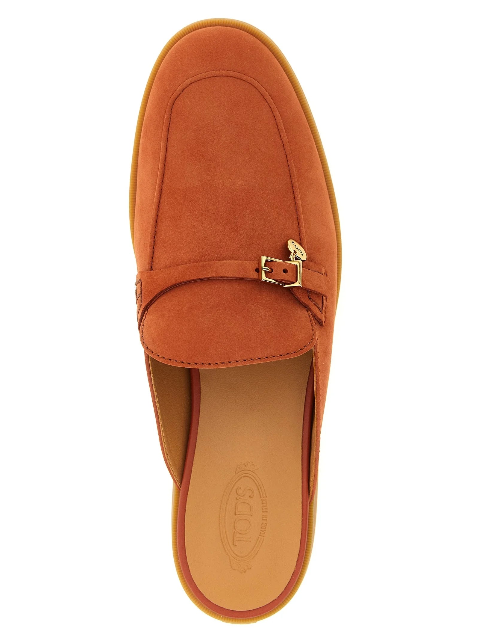 Tod’s Orange Calfskin Mules