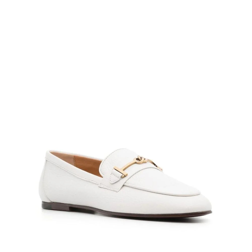 Tod’s White Calfskin Slip-On Loafers