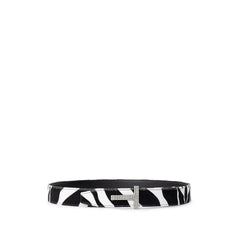 Cinturón de cuero blanco y negro Tom Ford