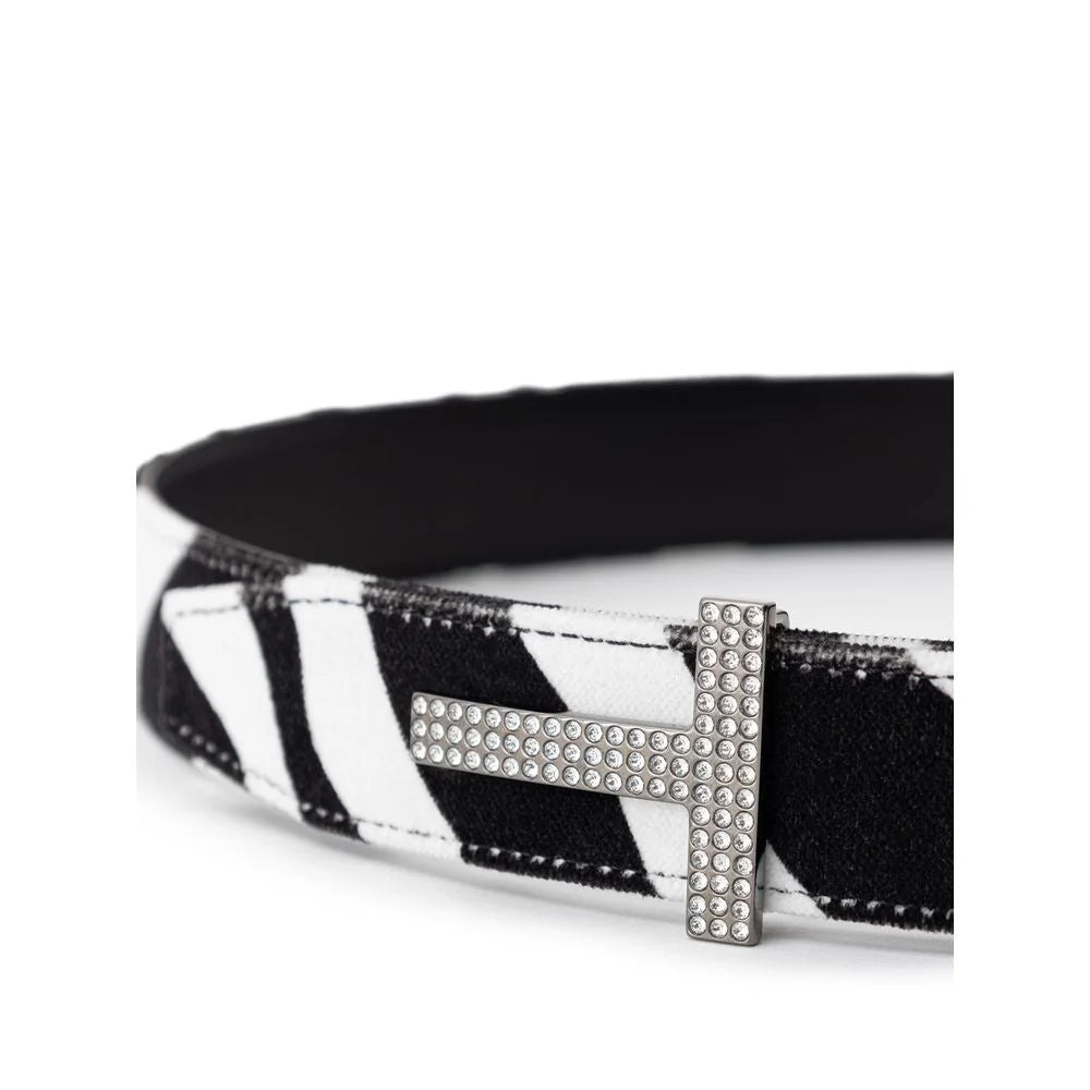Cinturón de cuero blanco y negro Tom Ford