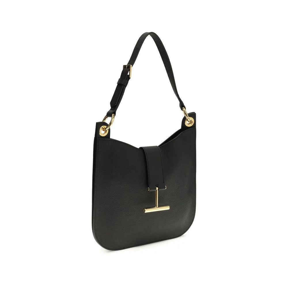 Tom Ford Black Calf Leather Bos Taurus Shoulder Bag