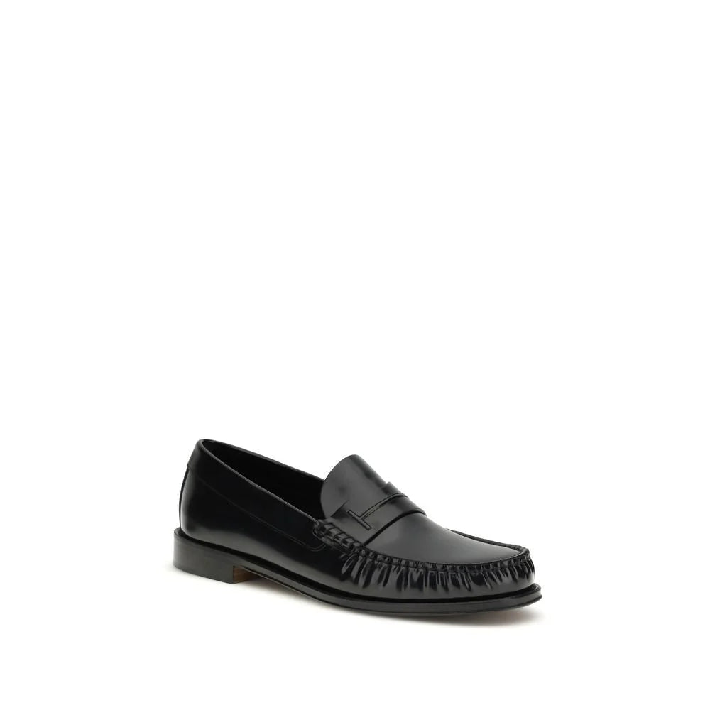 Tom Ford Black Calf Leather Bos Taurus Slip-On Loafers