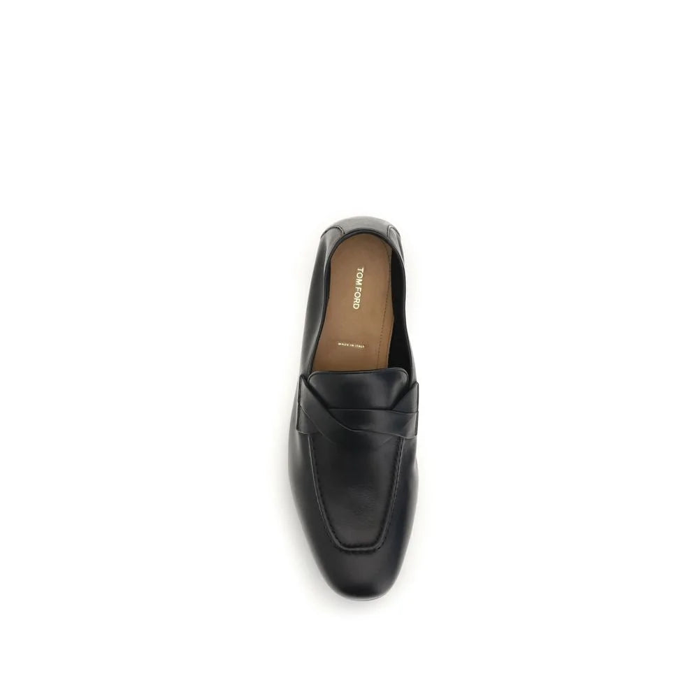 Tom Ford Black Calf Leather Bos Taurus Slip-On Loafers - EU41/US8