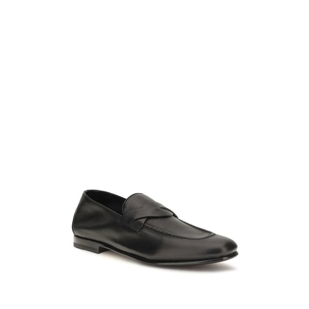 Tom Ford Black Calf Leather Bos Taurus Slip-On Loafers - EU41/US8