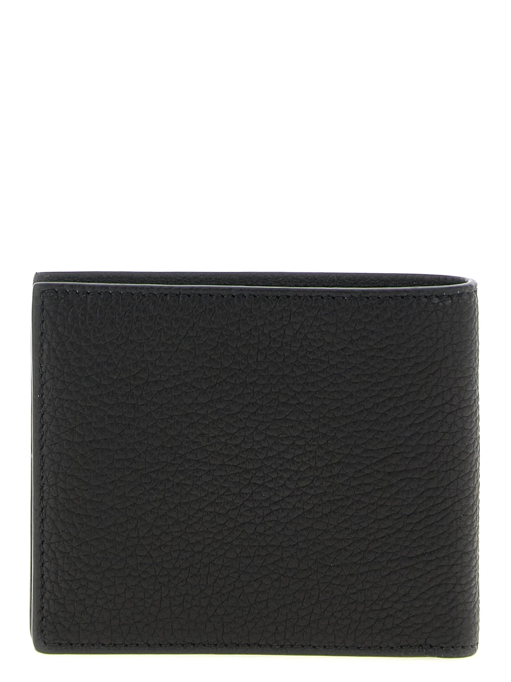 Interior view of the Tom Ford men's wallet in black leather showing multiple card slots and precise Italian craftsmanship.