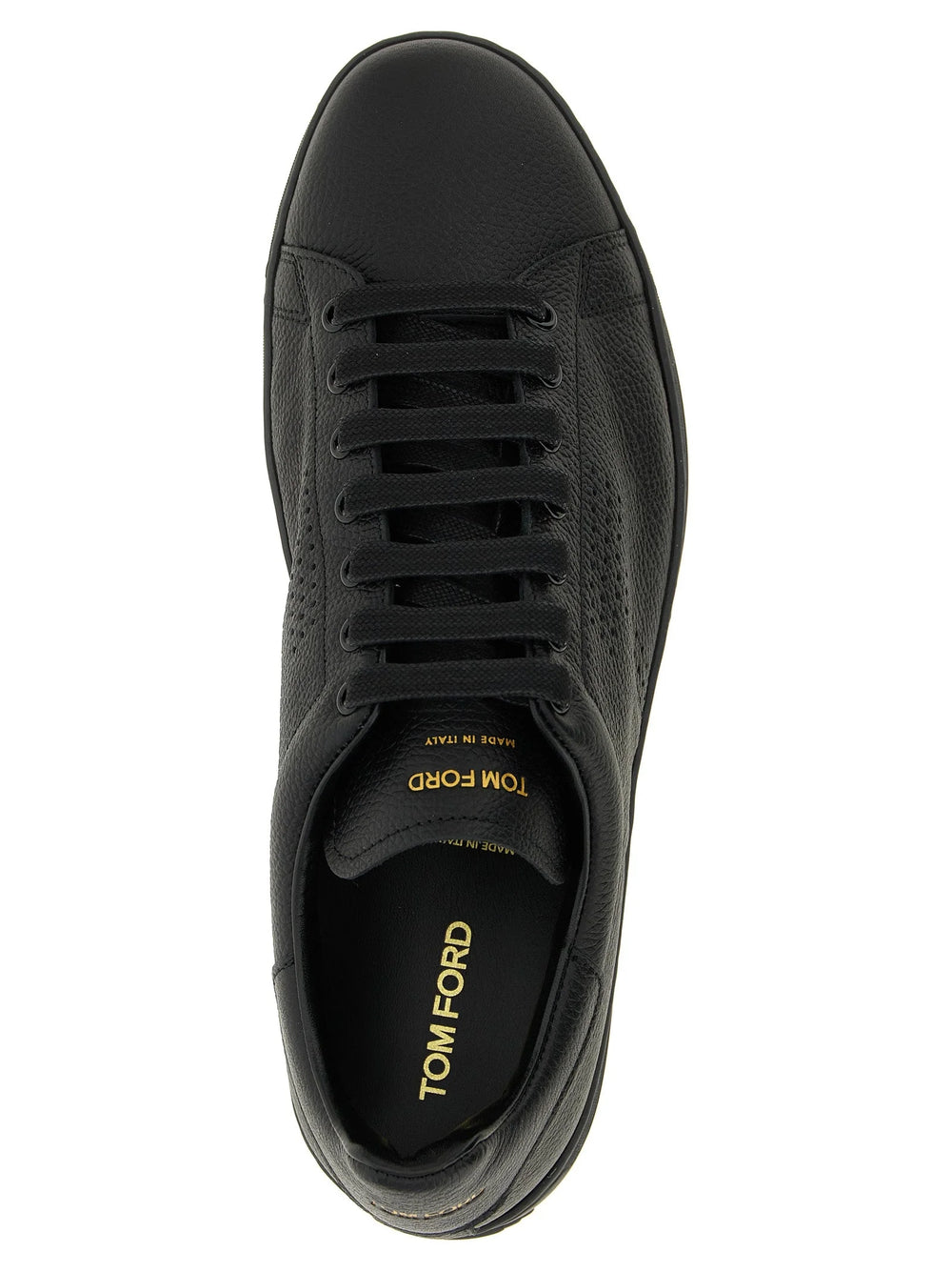 Tom Ford Black Leather Low Top Sneakers